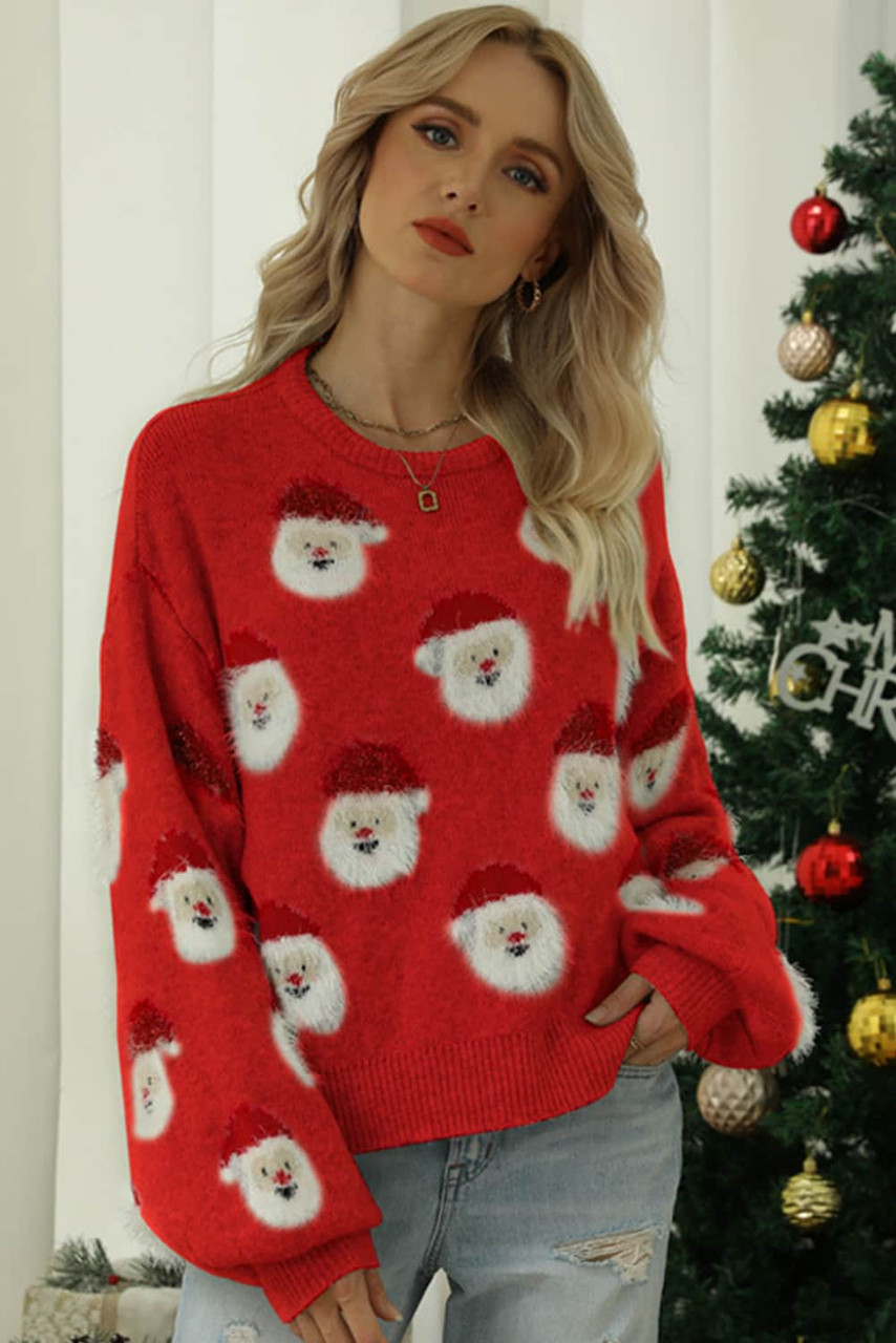 Red Christmas Santa Claus Pullover Sweater Red Christmas Santa Claus Pullover Sweater