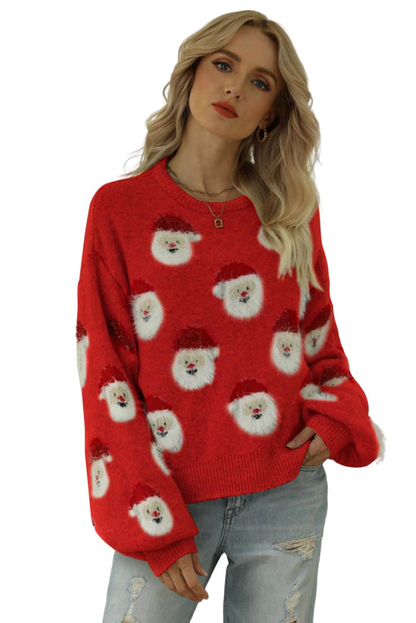 Red Christmas Santa Claus Pullover Sweater