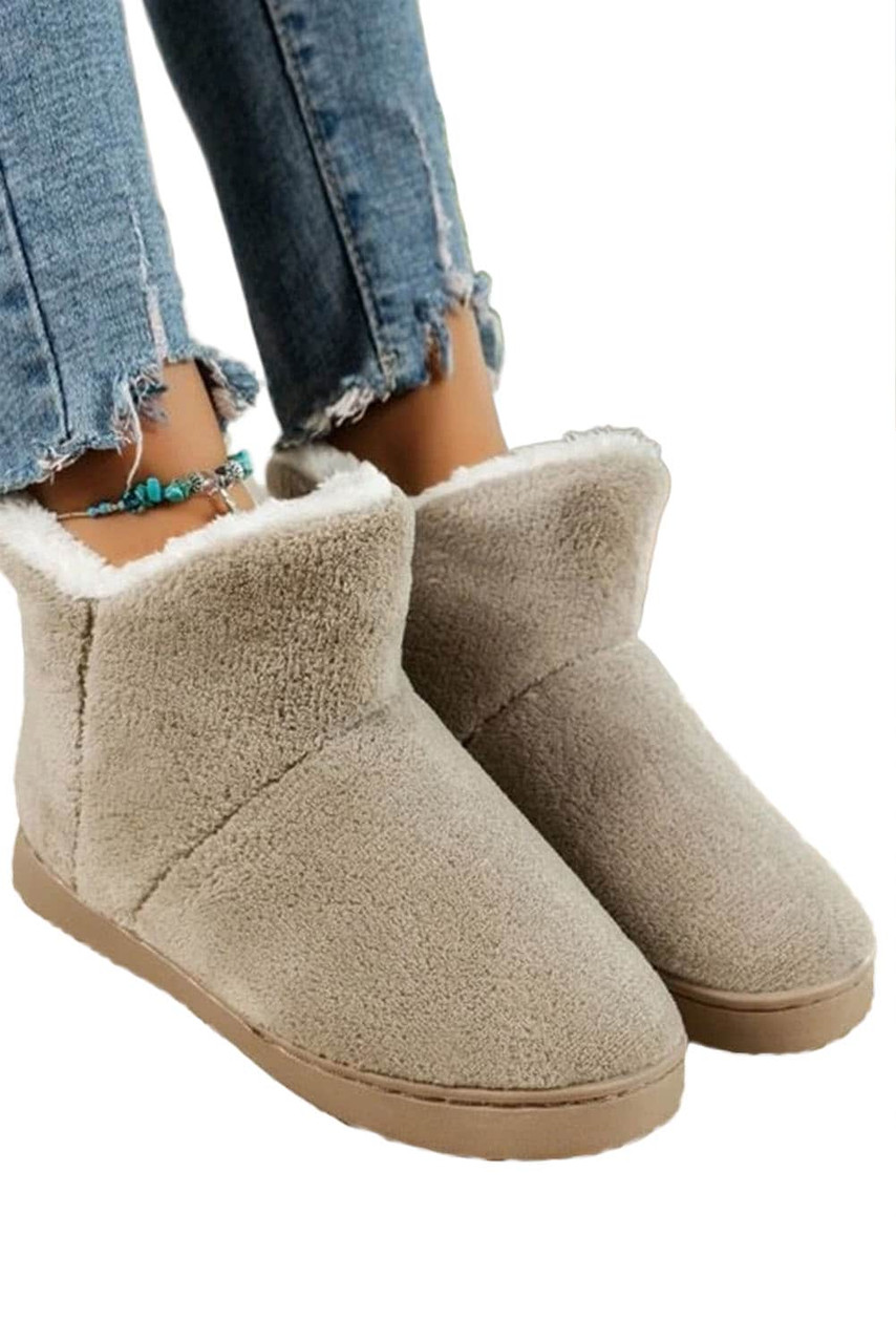 Khaki Minimalist Fuzzy Snowland Boots