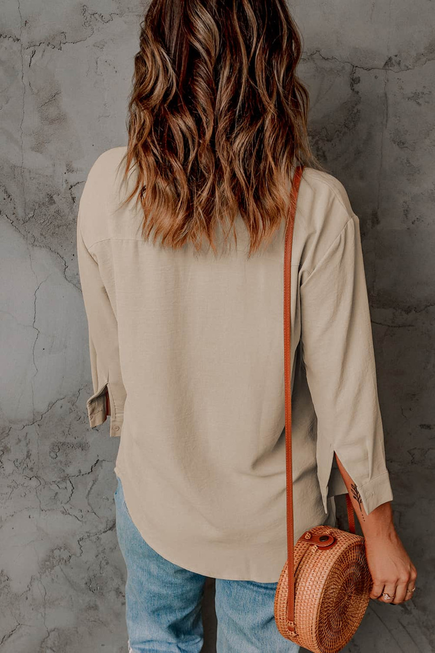 Apricot Collared 3/4 Sleeve Shirt