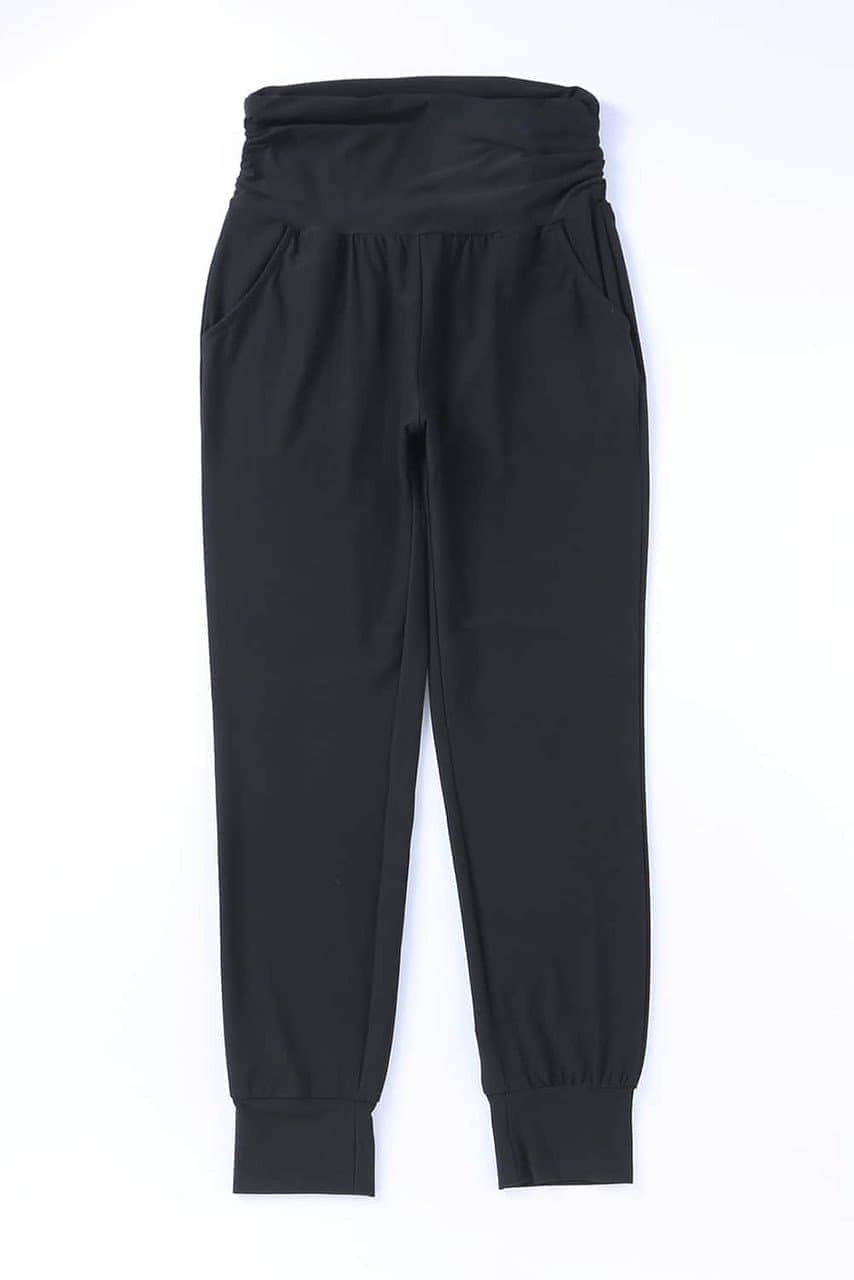 Black High Waist Pleated Pocket Leggings Black High Waist Pleated Pocket Leggings