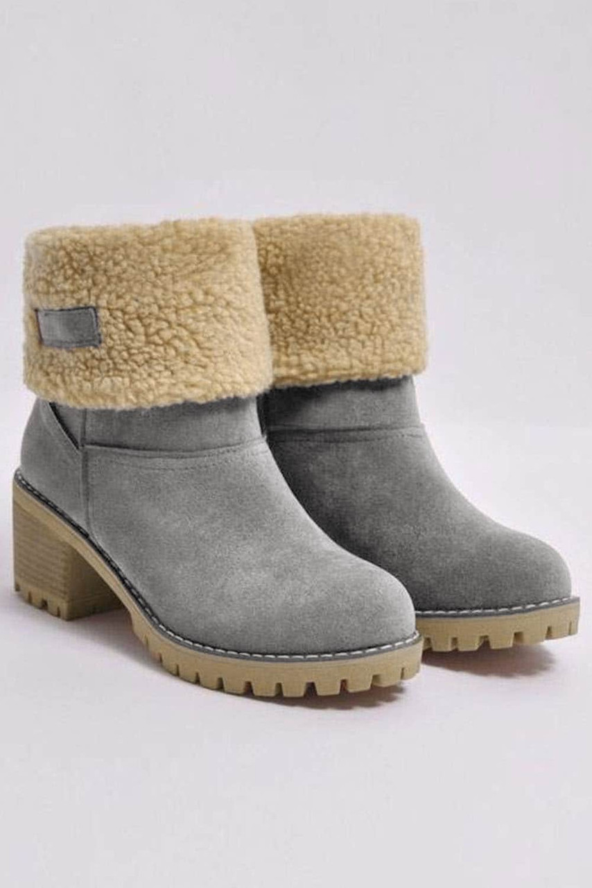 Gray Winter Fleece Lined Boots