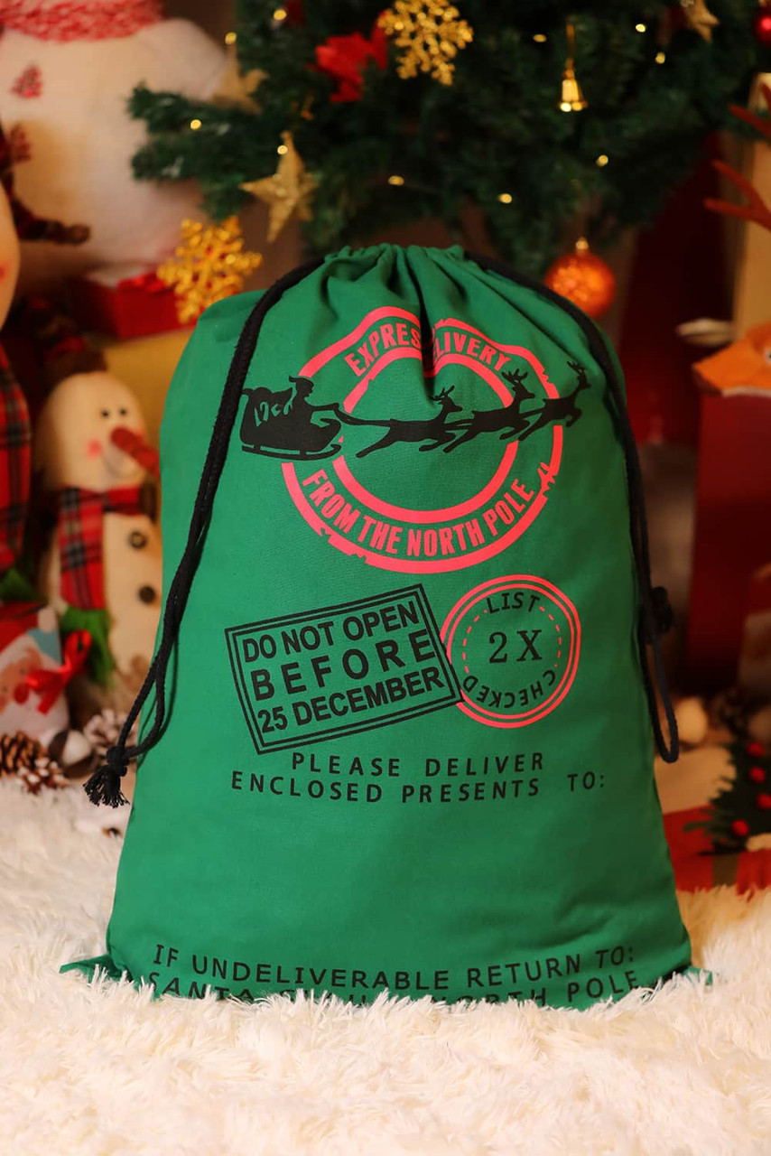 Green North Pole Christmas Sack