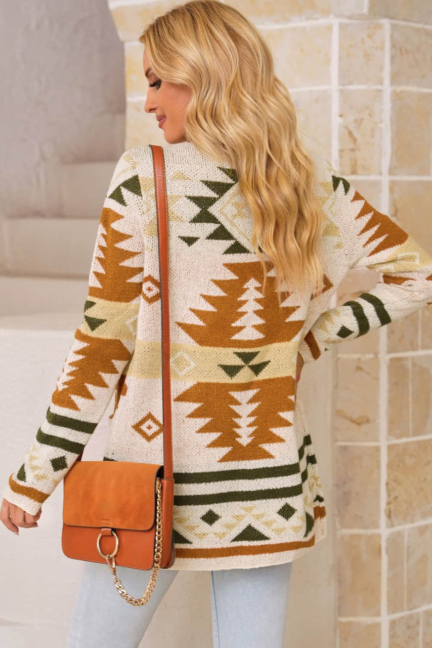 Apricot Moraga Pocketed Aztec Cardigan