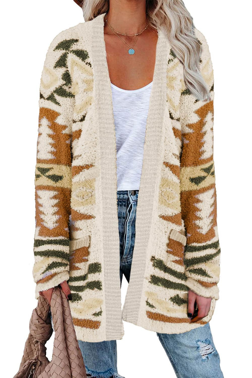 Apricot Moraga Pocketed Aztec Cardigan