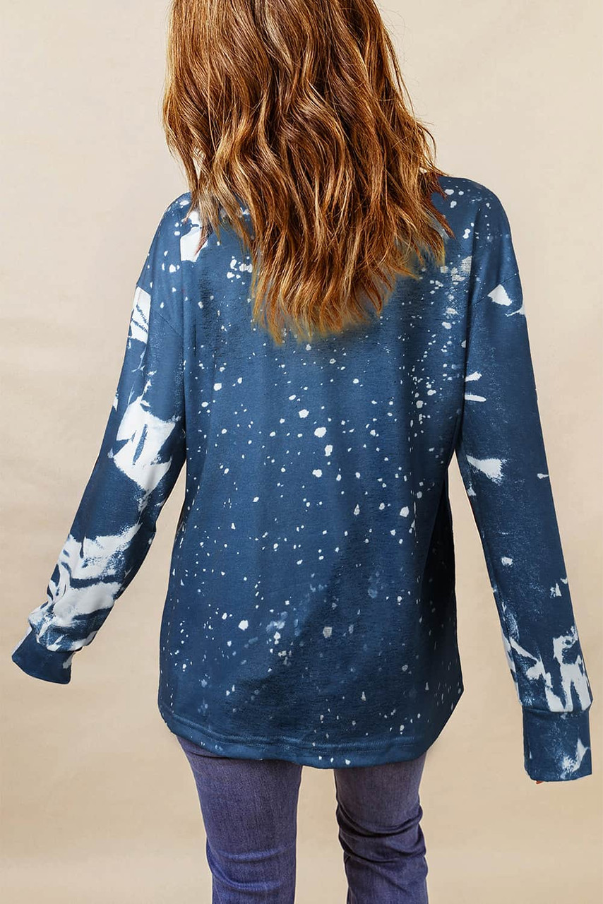 Multicolor MERRY Christmas Bleached Long Sleeve Top