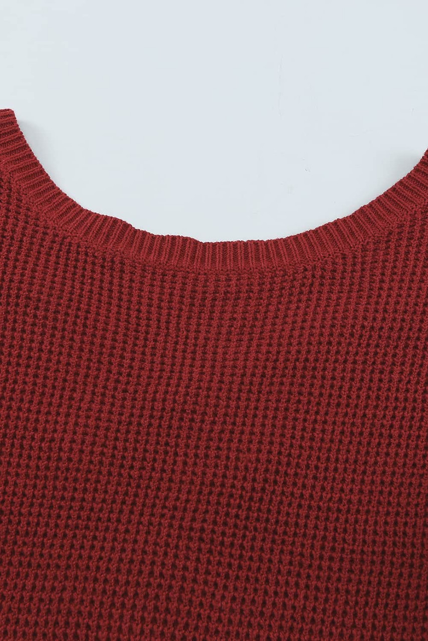 Red Cross Back Hollow-out Sweater