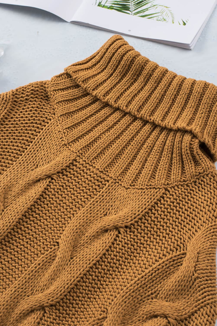 Cuddle Weather Cable Knit Handmade Turtleneck Sweater