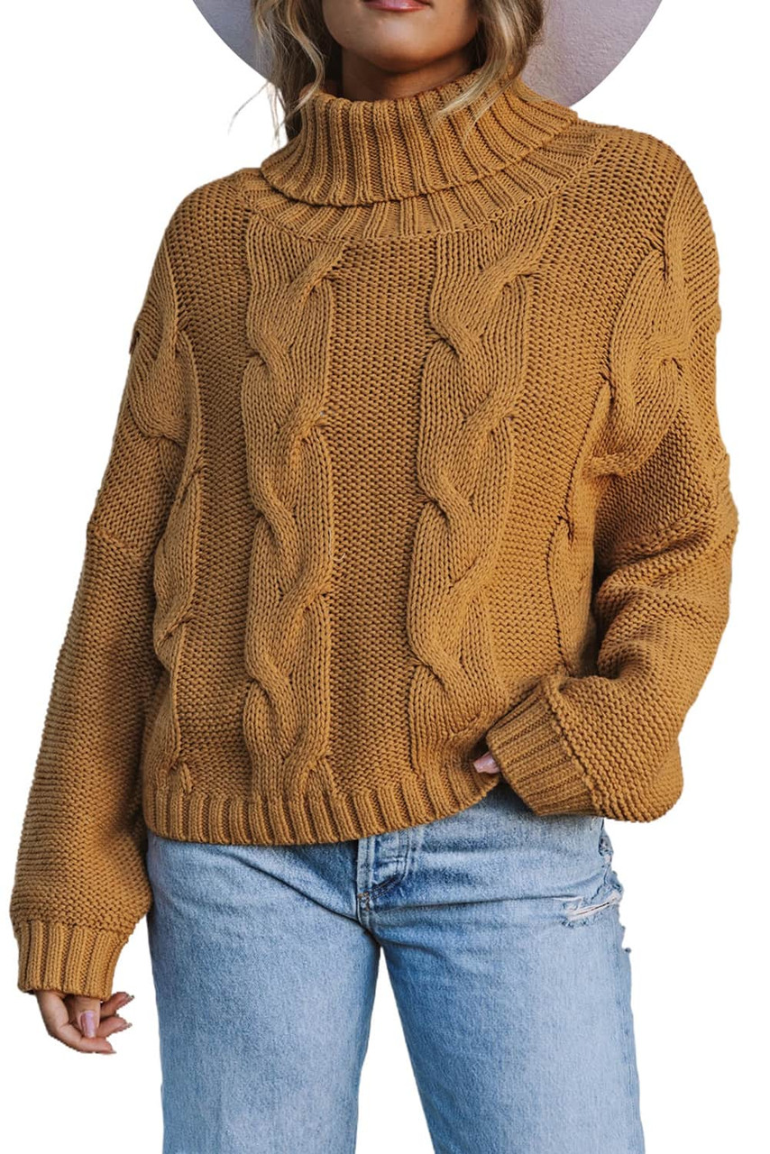Cuddle Weather Cable Knit Handmade Turtleneck Sweater