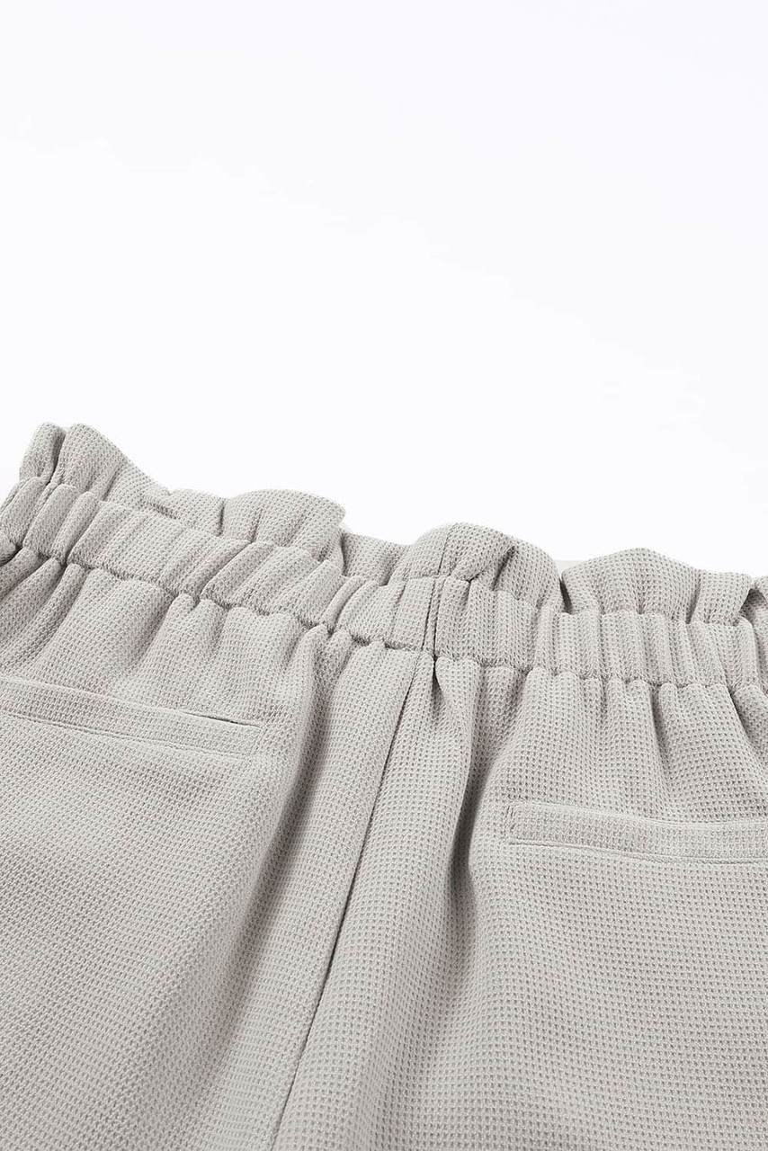 Gray Linen Mix Paper Bag Shorts