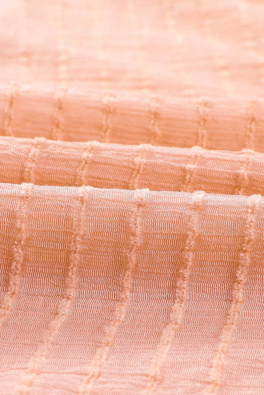Pink Textured Tie Front Peplum Blouse