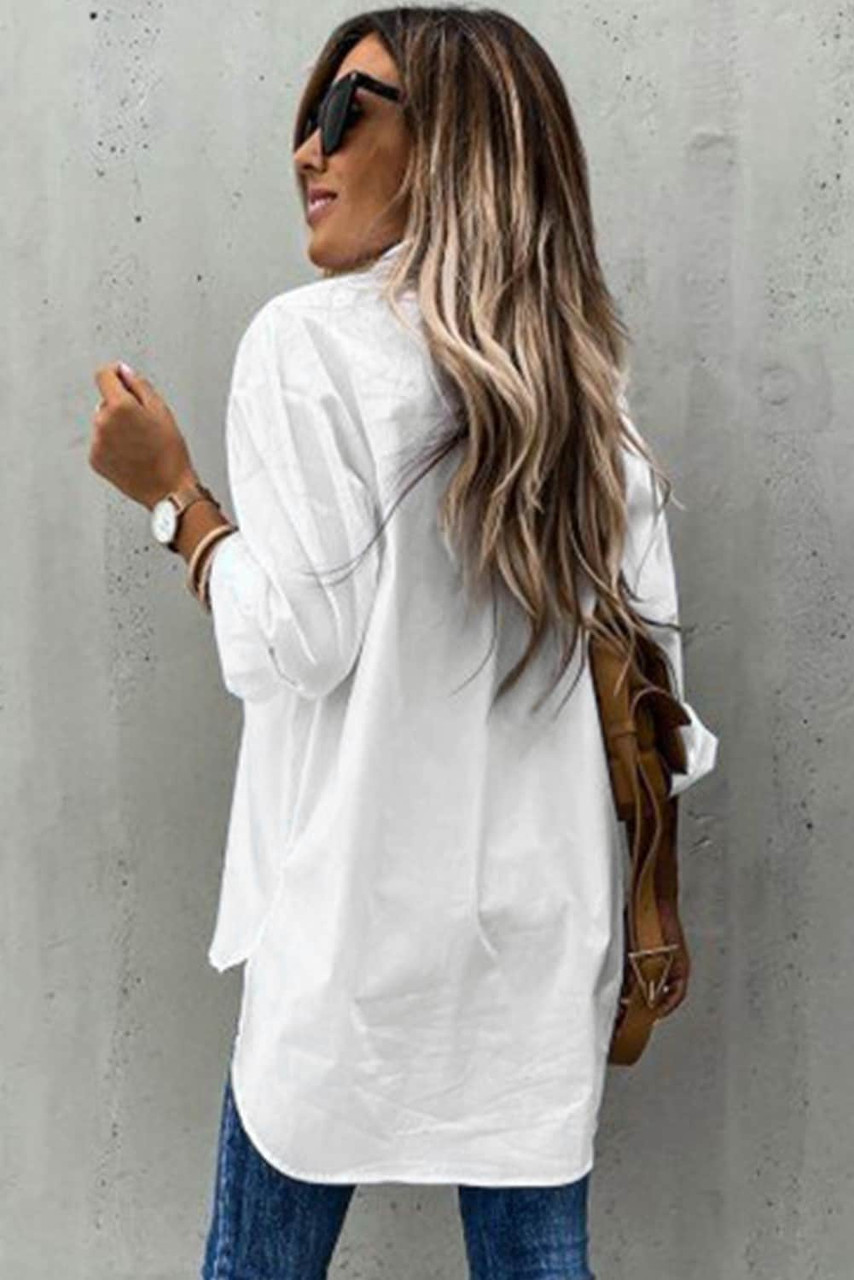 White Lace Crochet Splicing Button Up Shirt