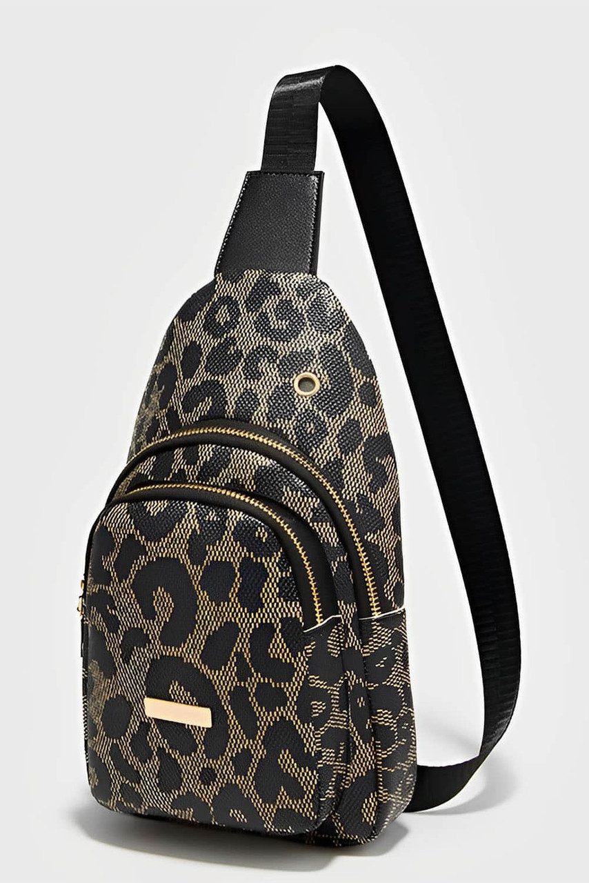 Leopard Printed Fanny Pack PU Leather Sling Belt Bag
