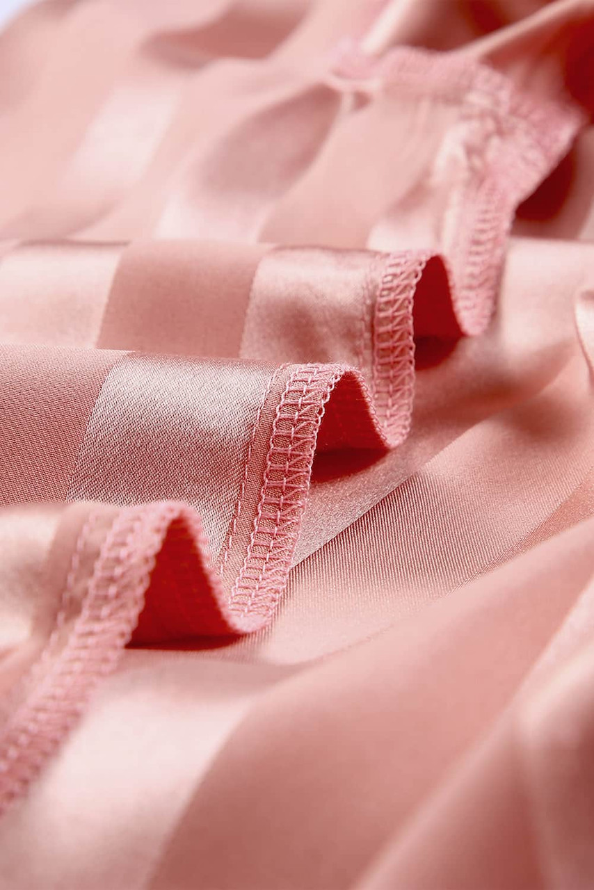 Pink Striped Print Buttoned Shirt and Drawstring Shorts Lounge Set Pink Striped Print Buttoned Shirt and Drawstring Shorts Lounge Set