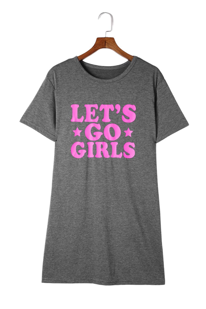 Gray LET\'S GO GIRLS Casual T Shirt Dress