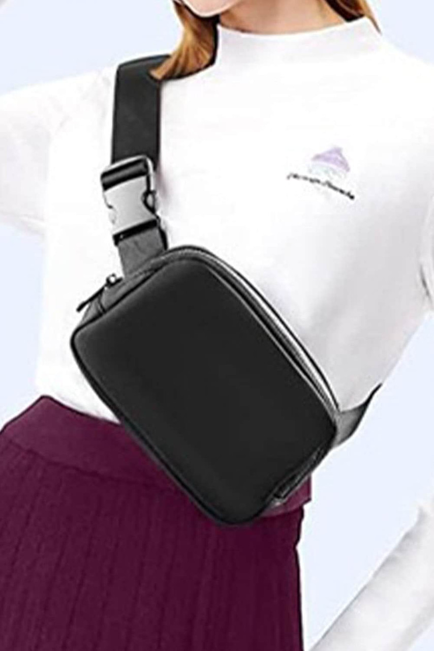 Black Waterproof Zipped Crossbody Chest Bag 20*5*14cm