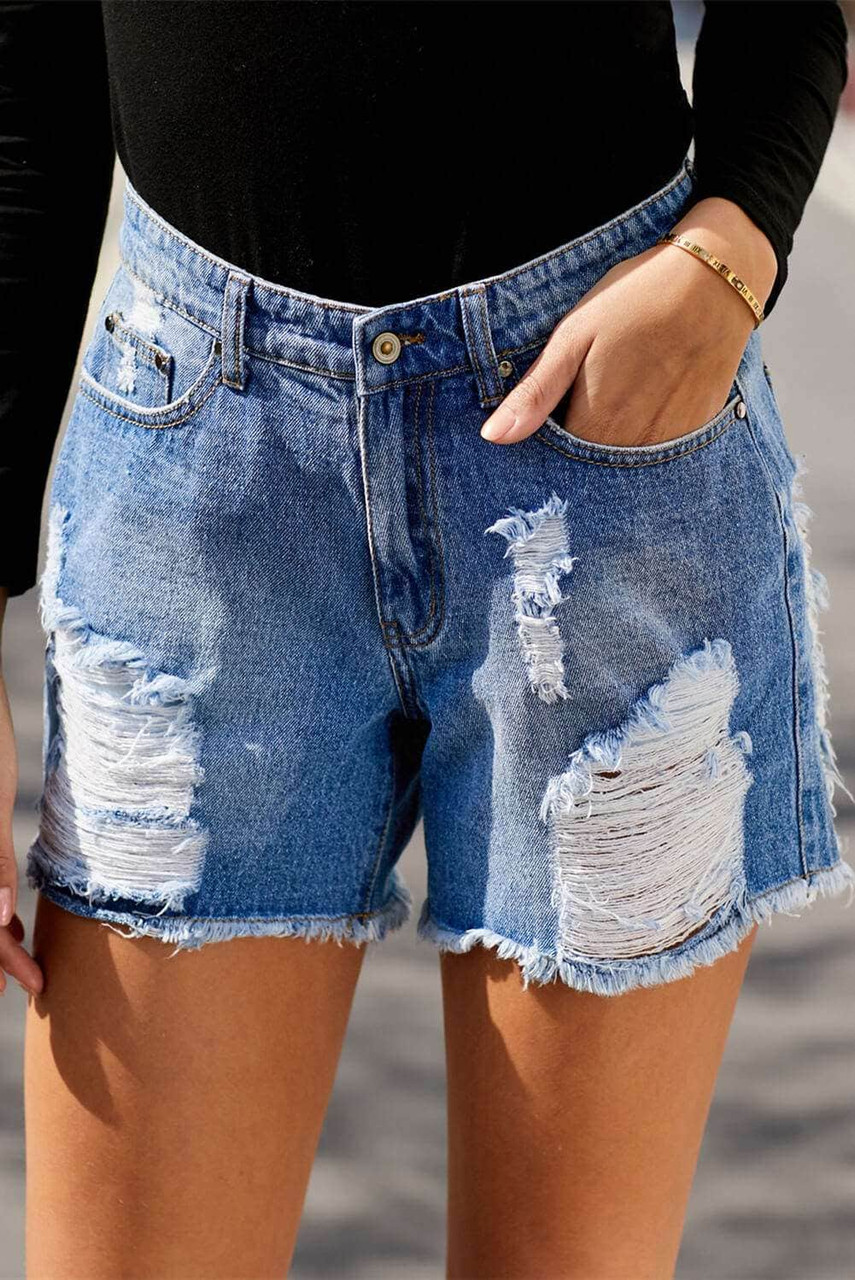 Clubhouse High Rise Distressed Denim Shorts For Women