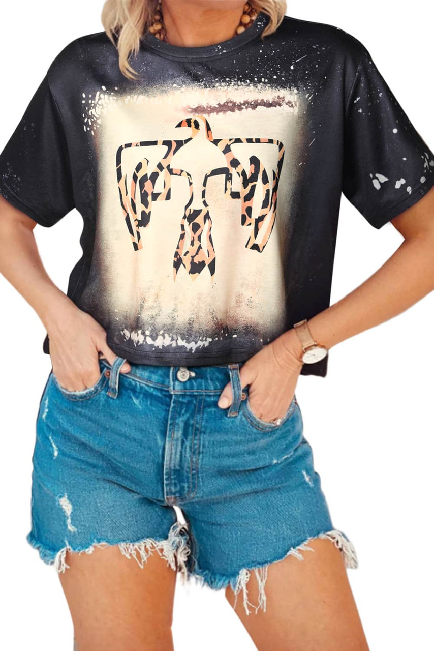 Black Leopard Thunderbird Bleached Tee