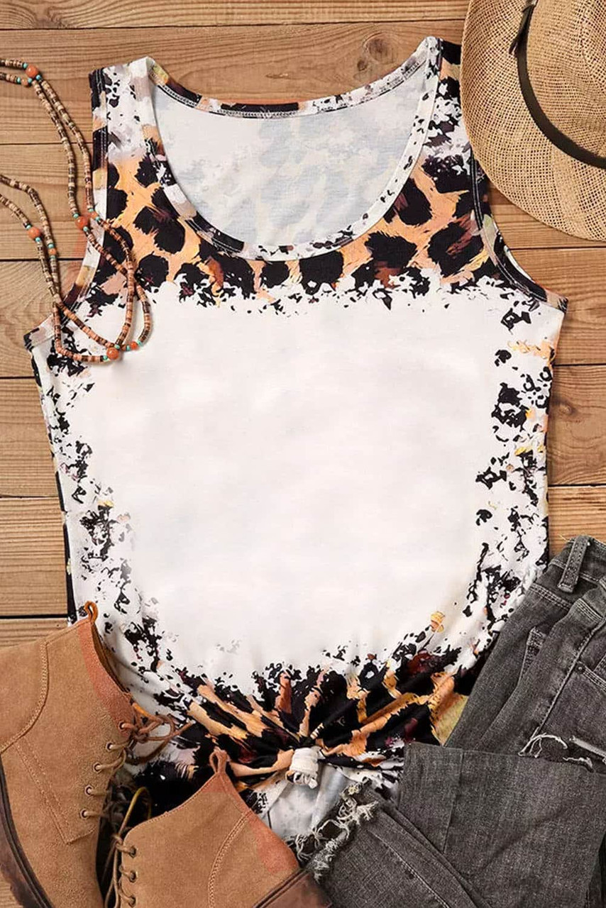 Leopard Bleached Blank Graphic Tank Top