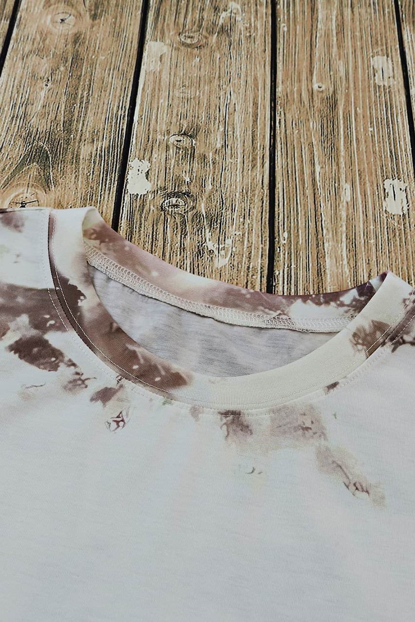 Brown Blank Apparel- Bleached Tie-dye Print Short Sleeve Top