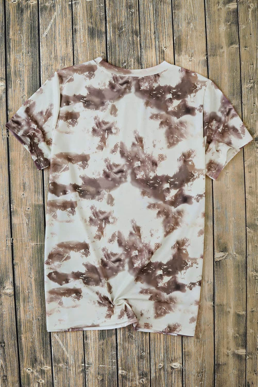 Brown Blank Apparel- Bleached Tie-dye Print Short Sleeve Top