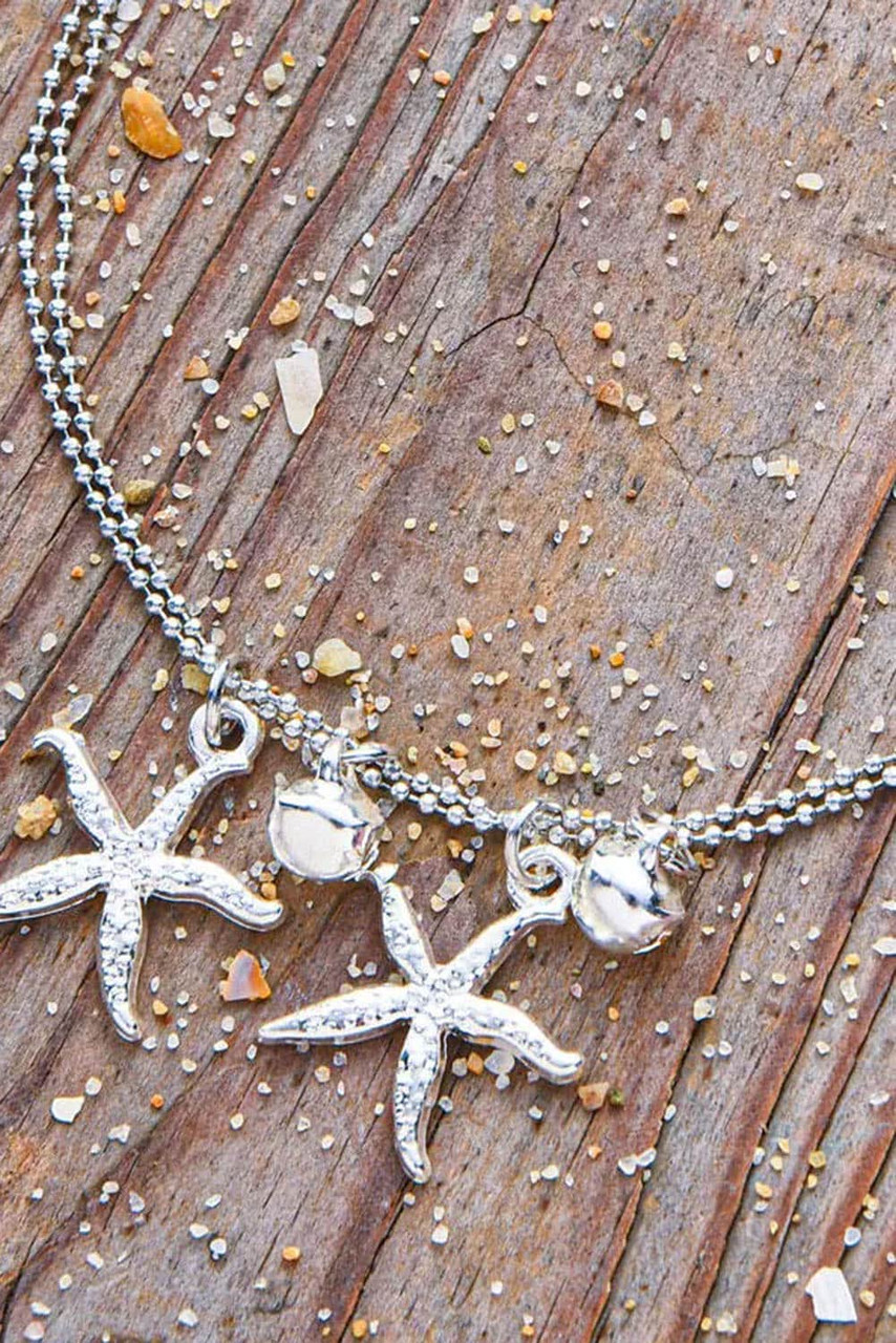 Silver Starfish Bell Dual-Layered Anklet