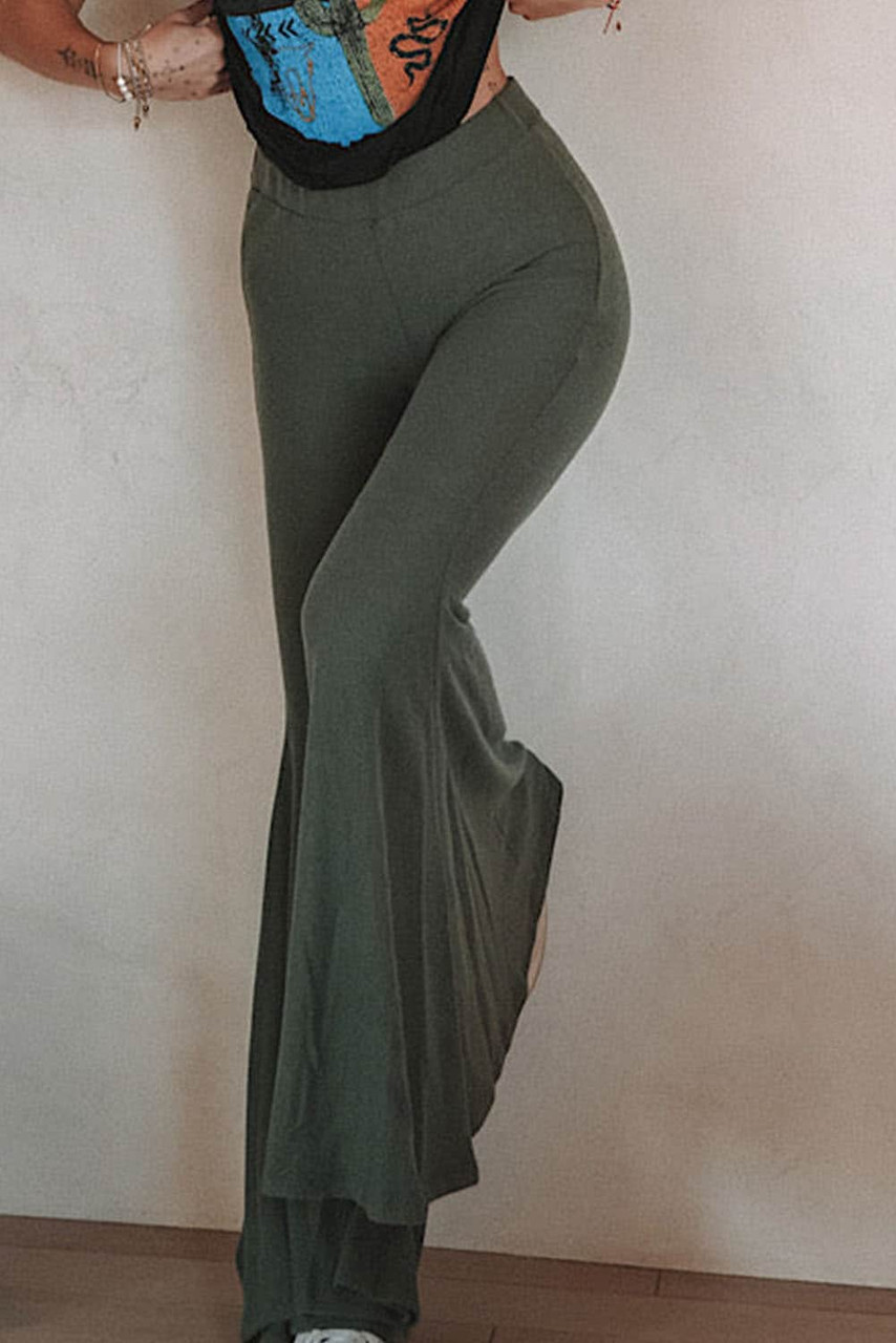 Fitted Flare Pants Green