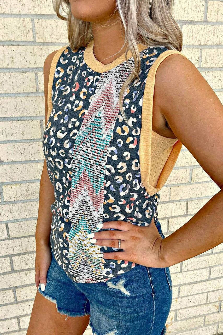 Leopard Chevron Print Tank Top