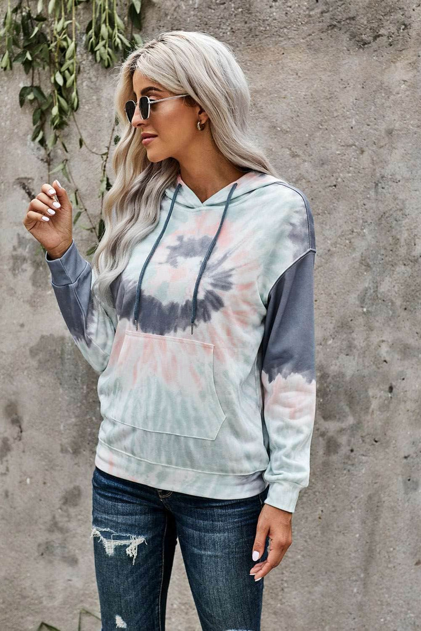 Multicolor Tie-dye Print Pullover Hoodie