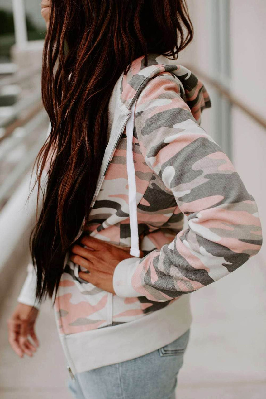 Print Zip Hoodie For Women