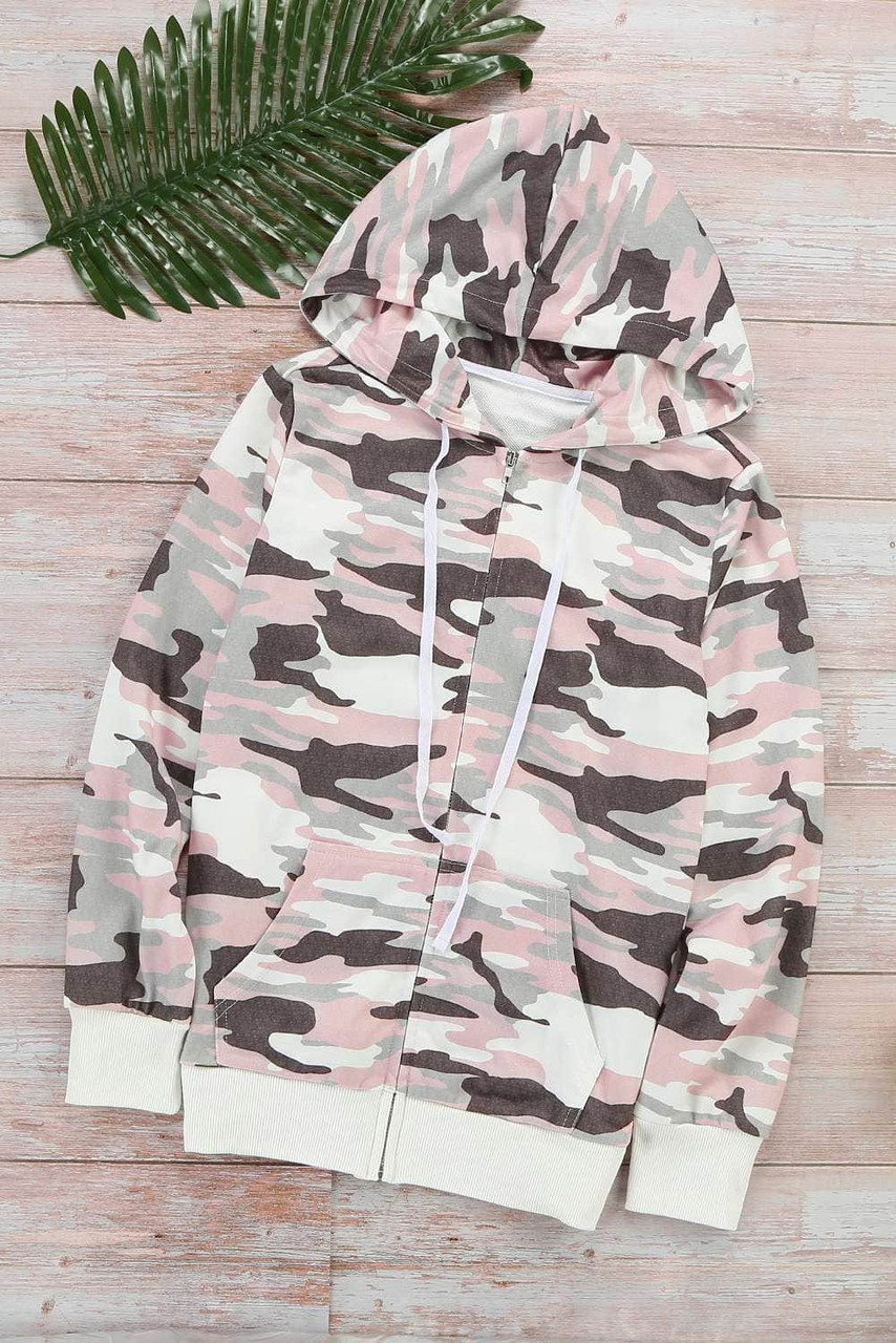 Print Zip Hoodie For Women