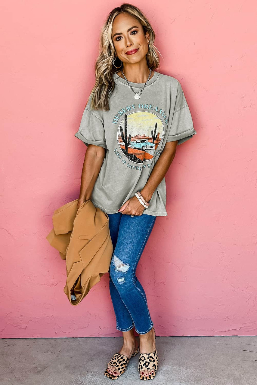 Gray Desert Dreamer Mineral Wash Graphic Tee