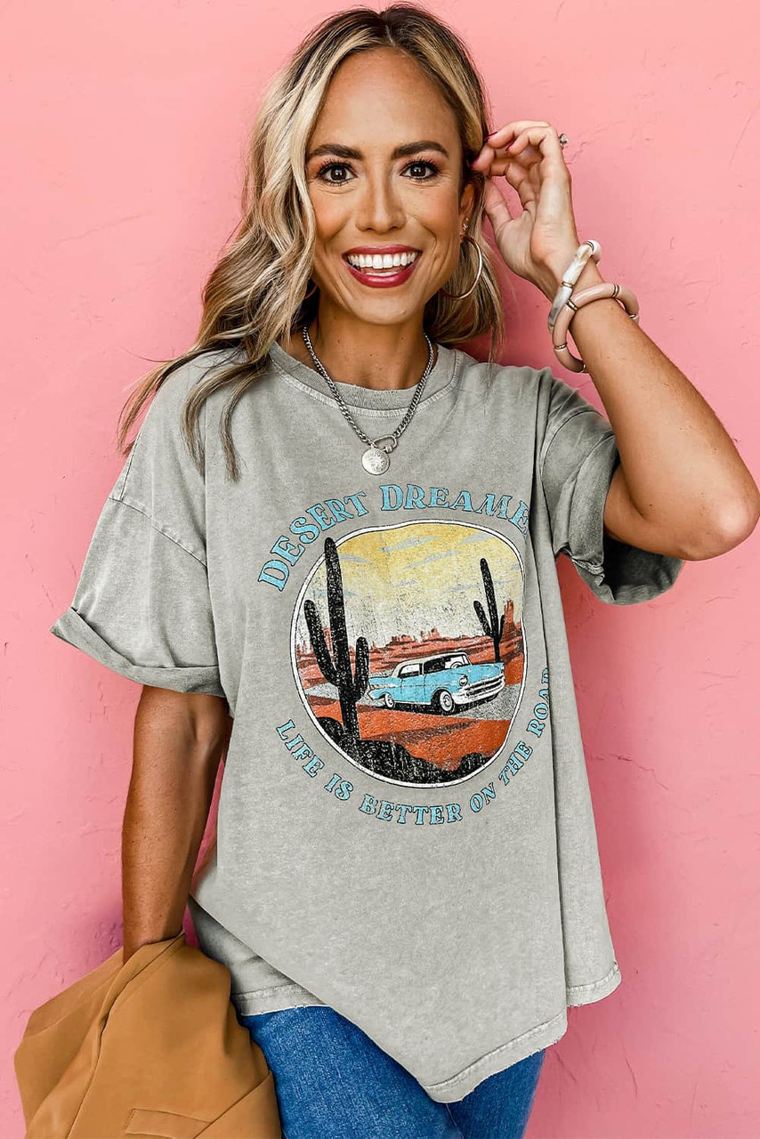 Gray Desert Dreamer Mineral Wash Graphic Tee