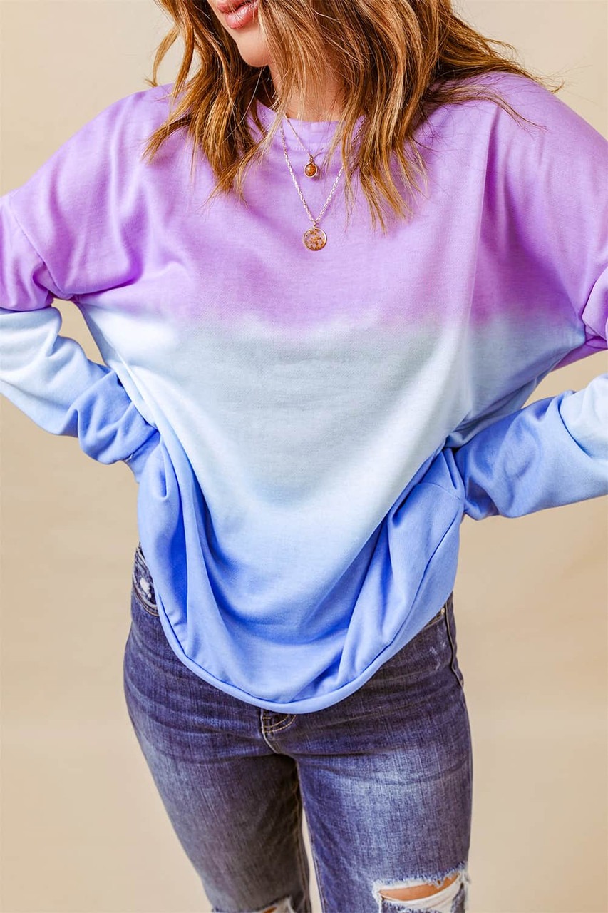 Color Block Tie Dye Pullover Sweatshirt