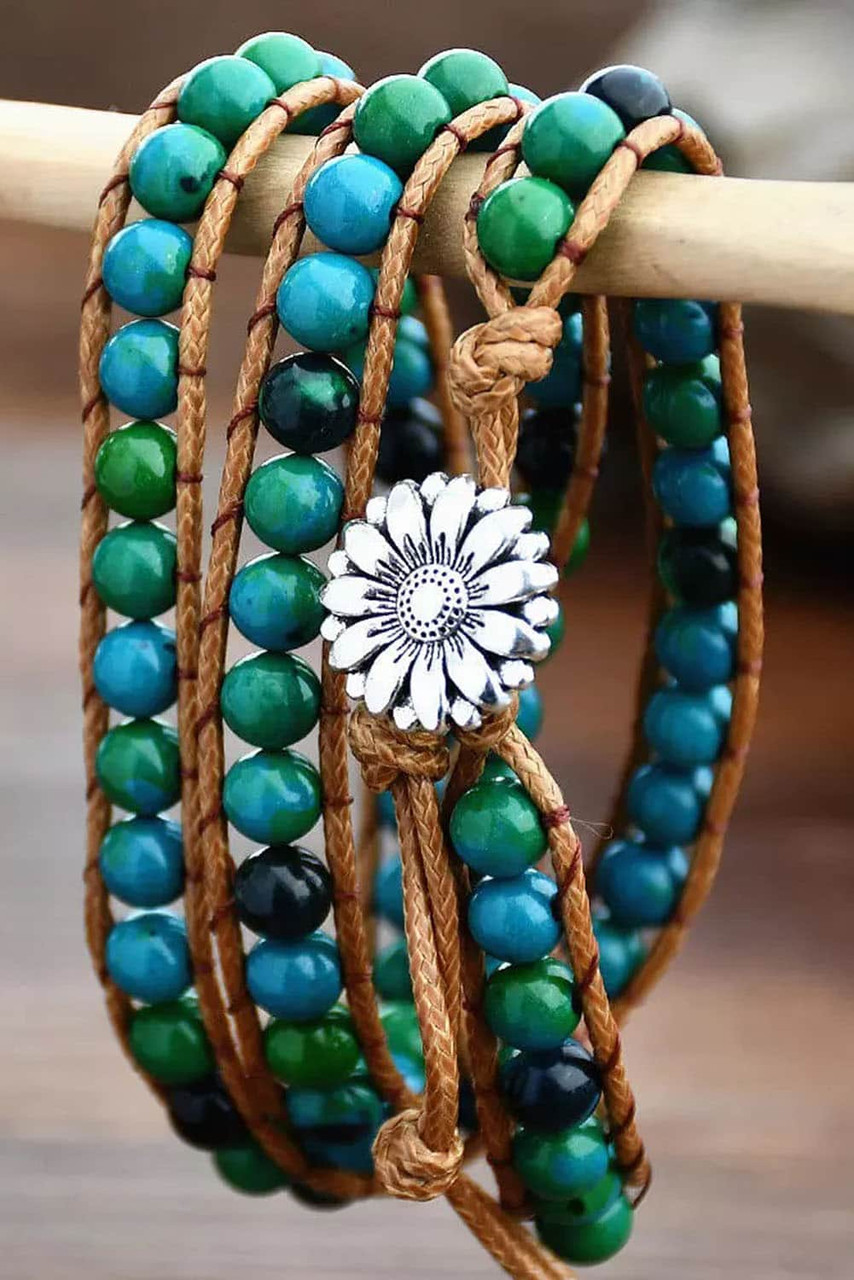 Green Bohemian Beading Multi-Layered Bracelet