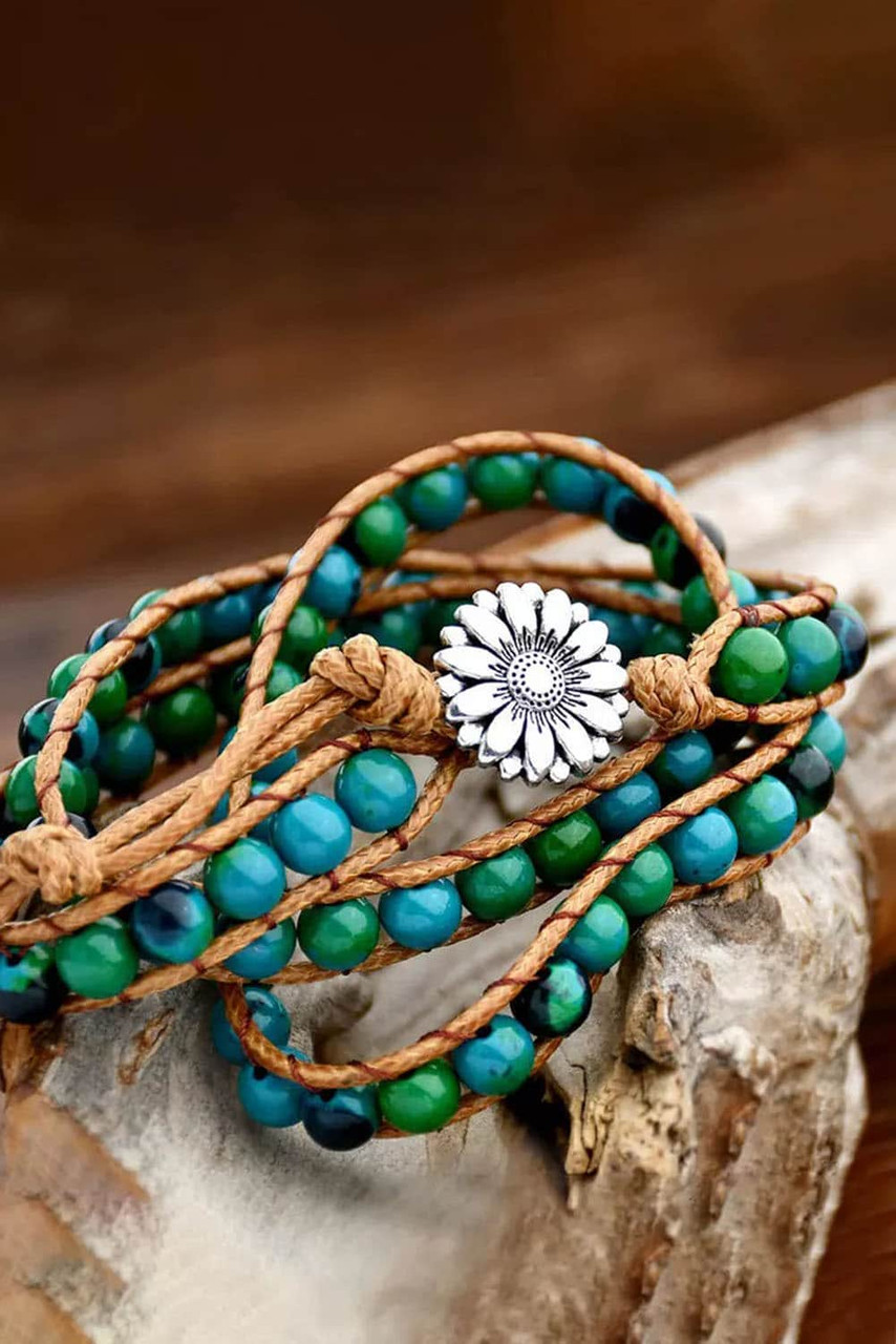 Green Bohemian Beading Multi-Layered Bracelet