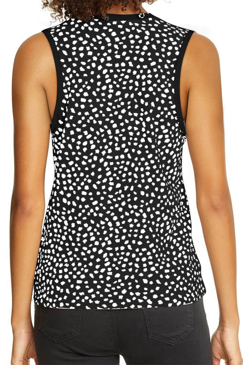 Black Leopard Print Round Neck Tank Top