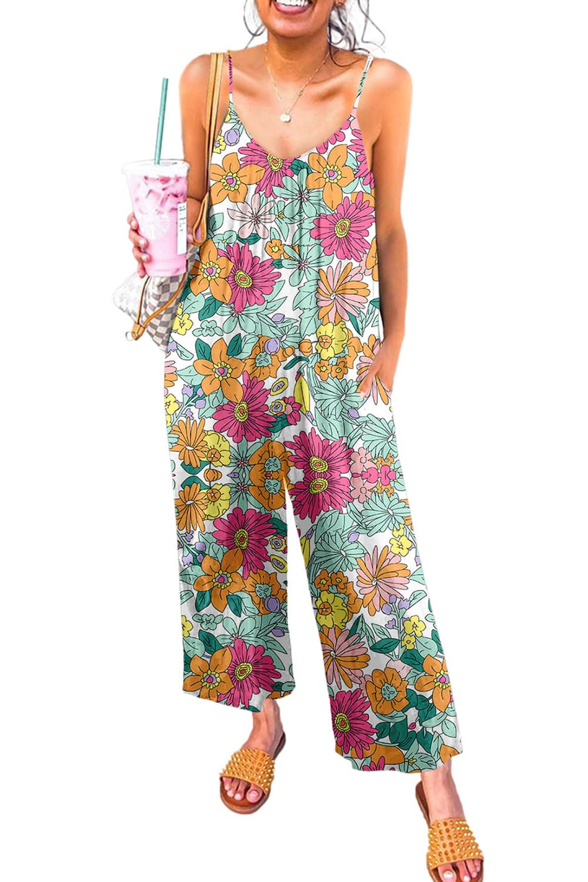 Floral Print Spaghetti Strap Wide Leg jumpsuit