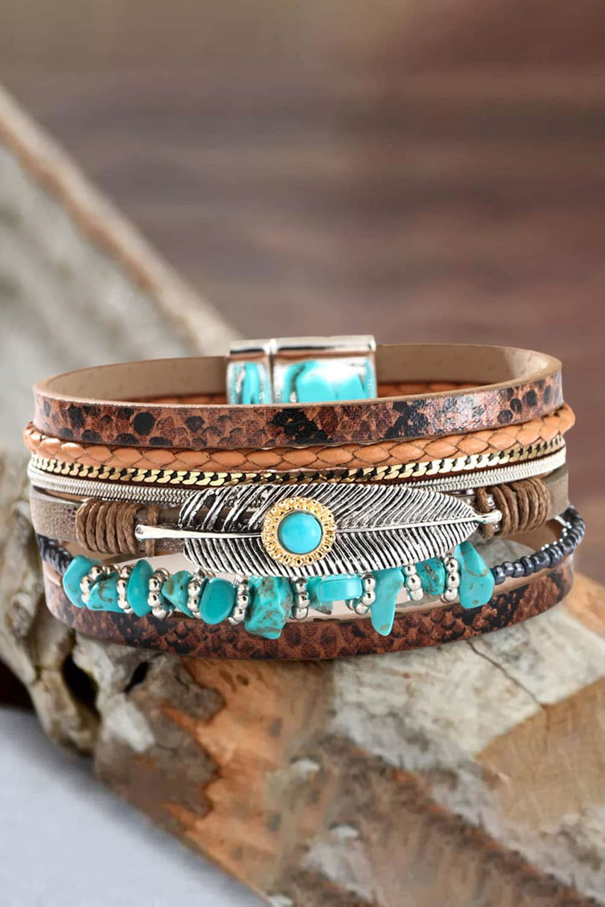 Brown Vintage Turquoise Multi-layer Leather Bracelet Brown Vintage Turquoise Multi-layer Leather Bracelet
