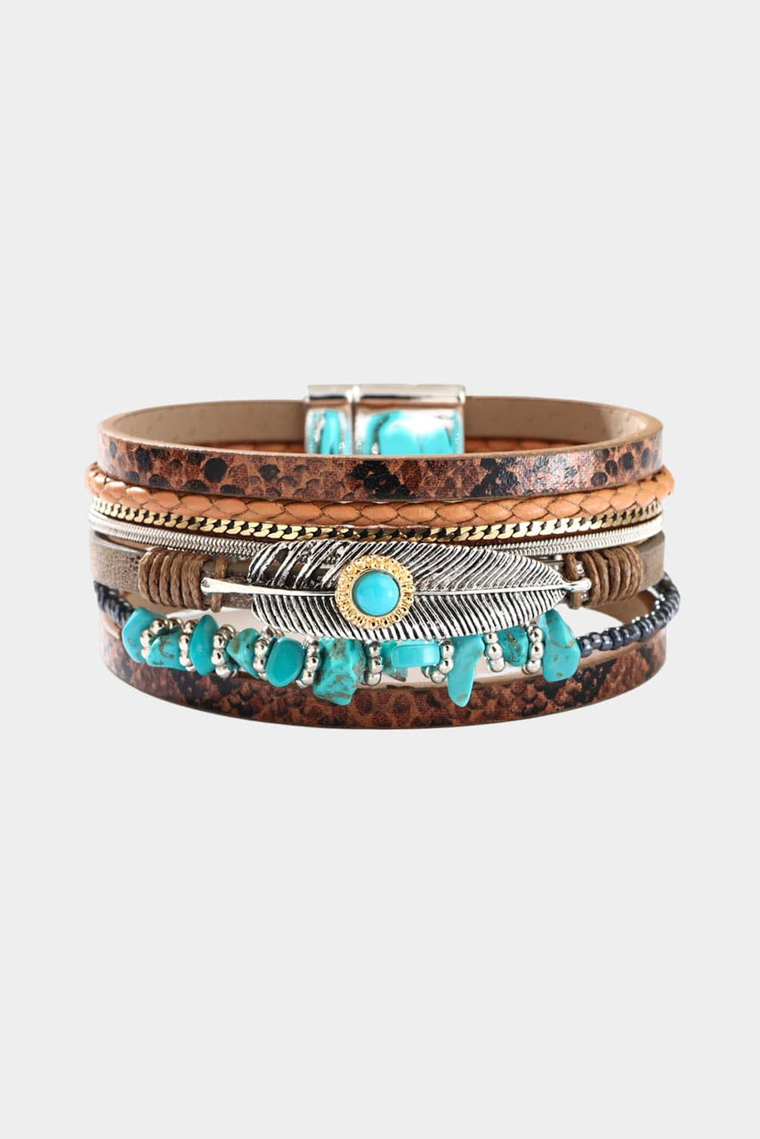 Brown Vintage Turquoise Multi-layer Leather Bracelet Brown Vintage Turquoise Multi-layer Leather Bracelet