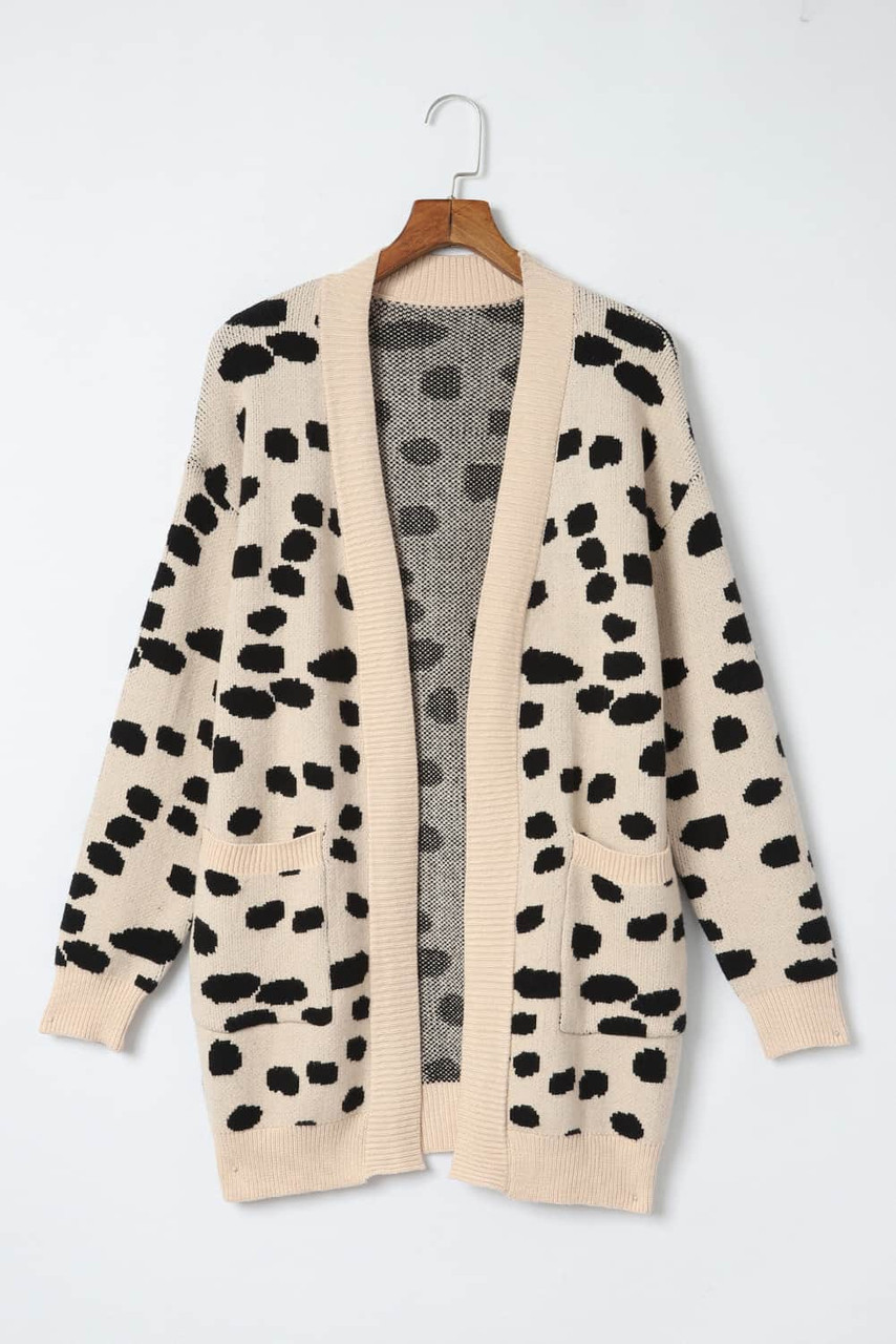 Leopard  Animal Spotted Pattern Open Front Cardigan Leopard  Animal Spotted Pattern Open Front Cardigan