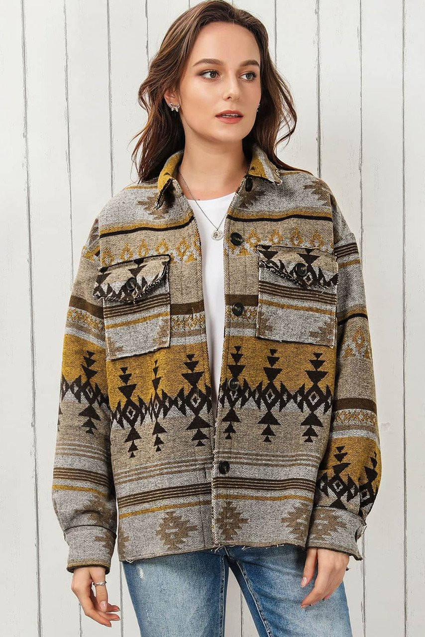 Brown Western Aztec Print Jacket