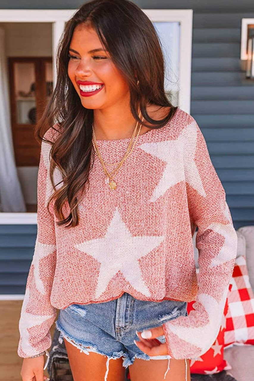 Big Star Spangled Casual Knit Sweater Big Star Spangled Casual Knit Sweater
