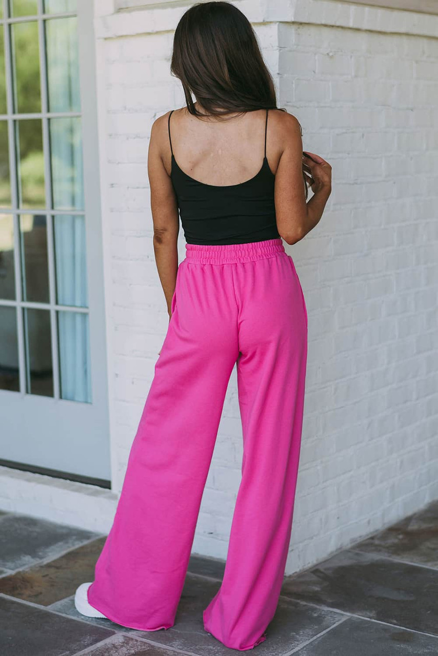 Rose Elastic Waist Pocketed Wide Leg Pants