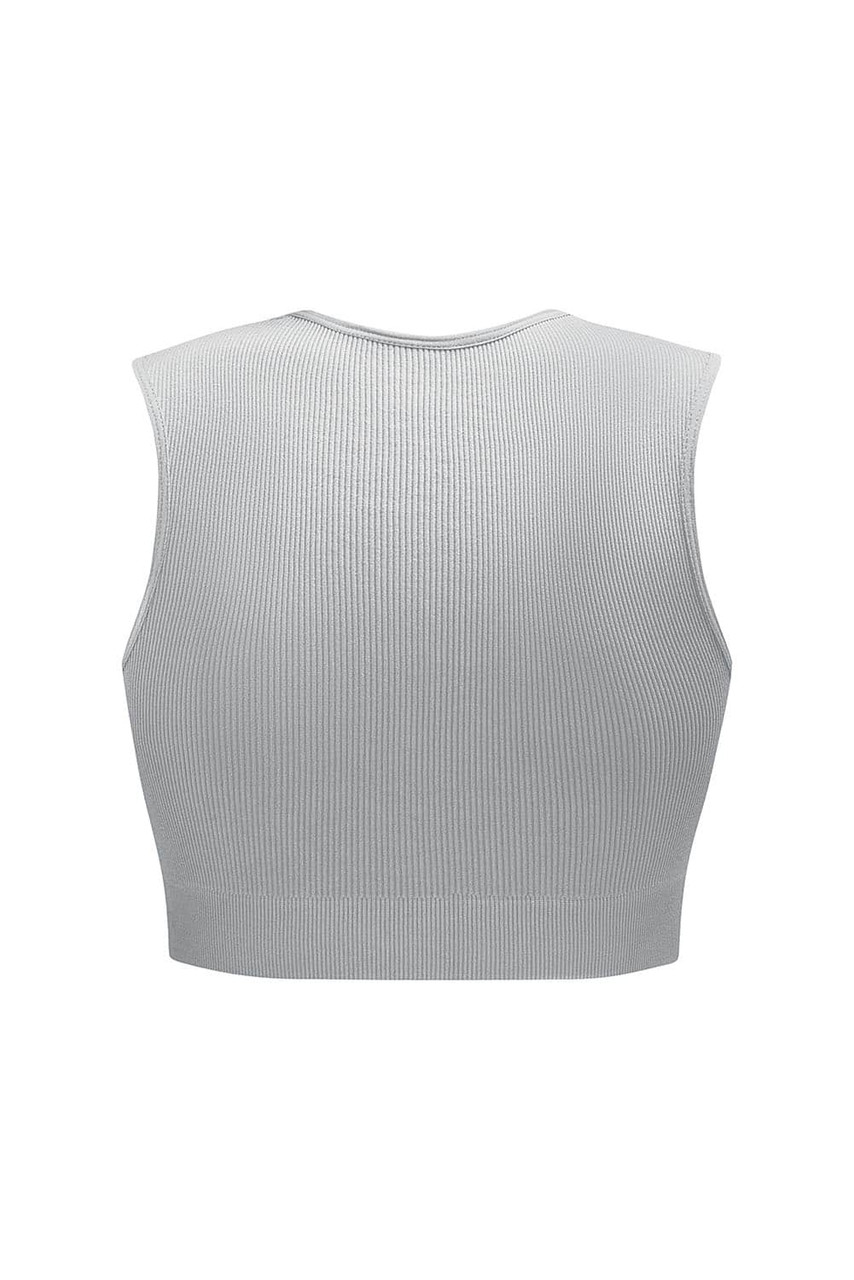 Gray Joint Straps Sleeveless Ribbed Gym Top