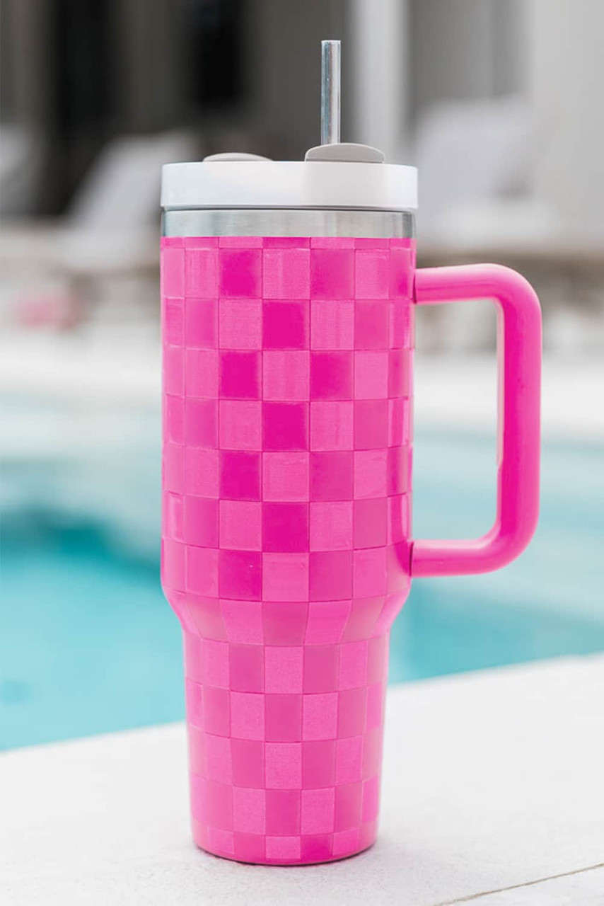 Pink Stainless Steel Tumbler With Handle