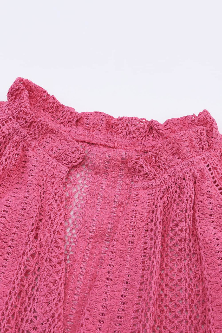 Rose V-Neck Long Sleeve Button Up Lace Shirt