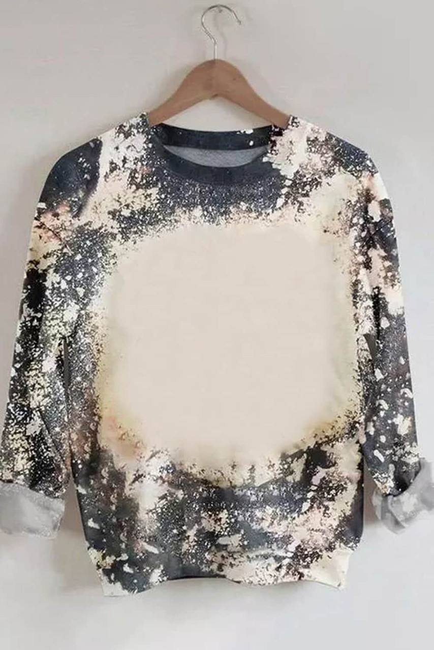 Multicolor Vintage Bleached Tie Dye Long Sleeve Top