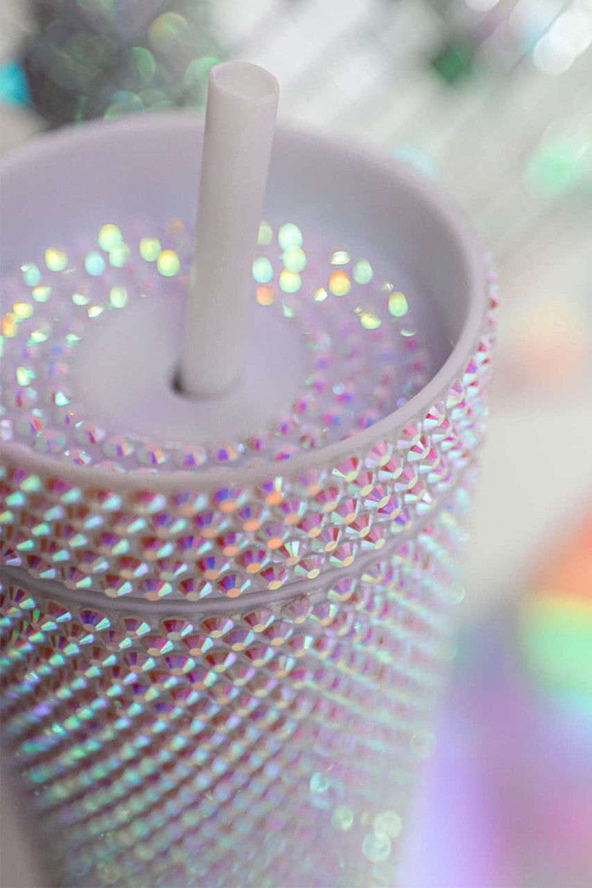 Silver Full Rhinestone Straw Cup