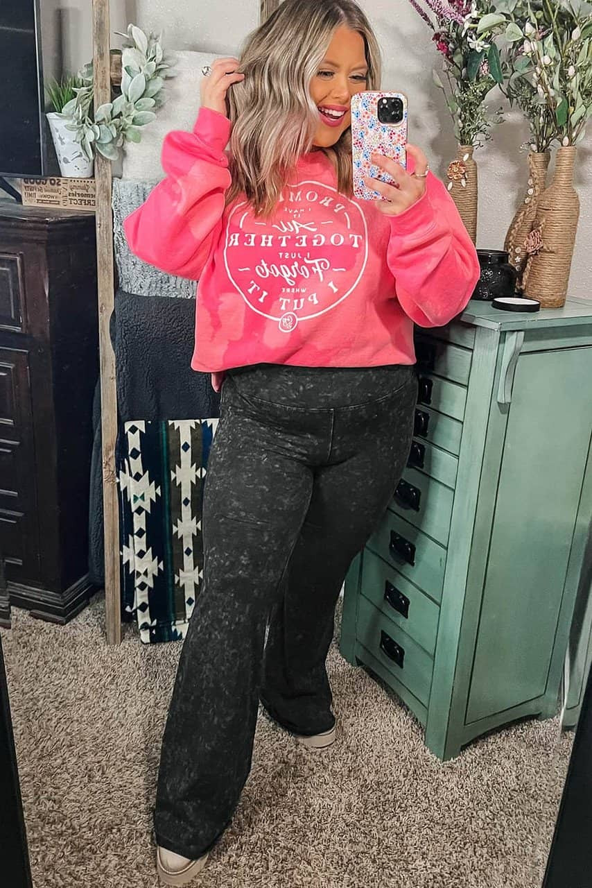 Gray Plus Size High Waist Slim Fit Flare Pants Gray Plus Size High Waist Slim Fit Flare Pants